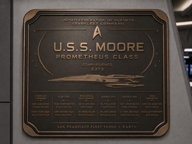 USS Moore dedication plaque